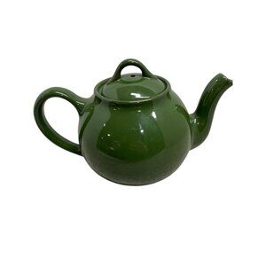 Vintage Hall Quality Pottery Lipton's Teapot Dark Green Made in USA 1930's